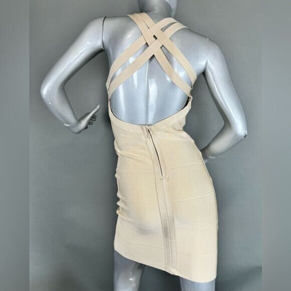 Lulus Beige Bandage Bodycon Mini Dress - Picture 6 of 9